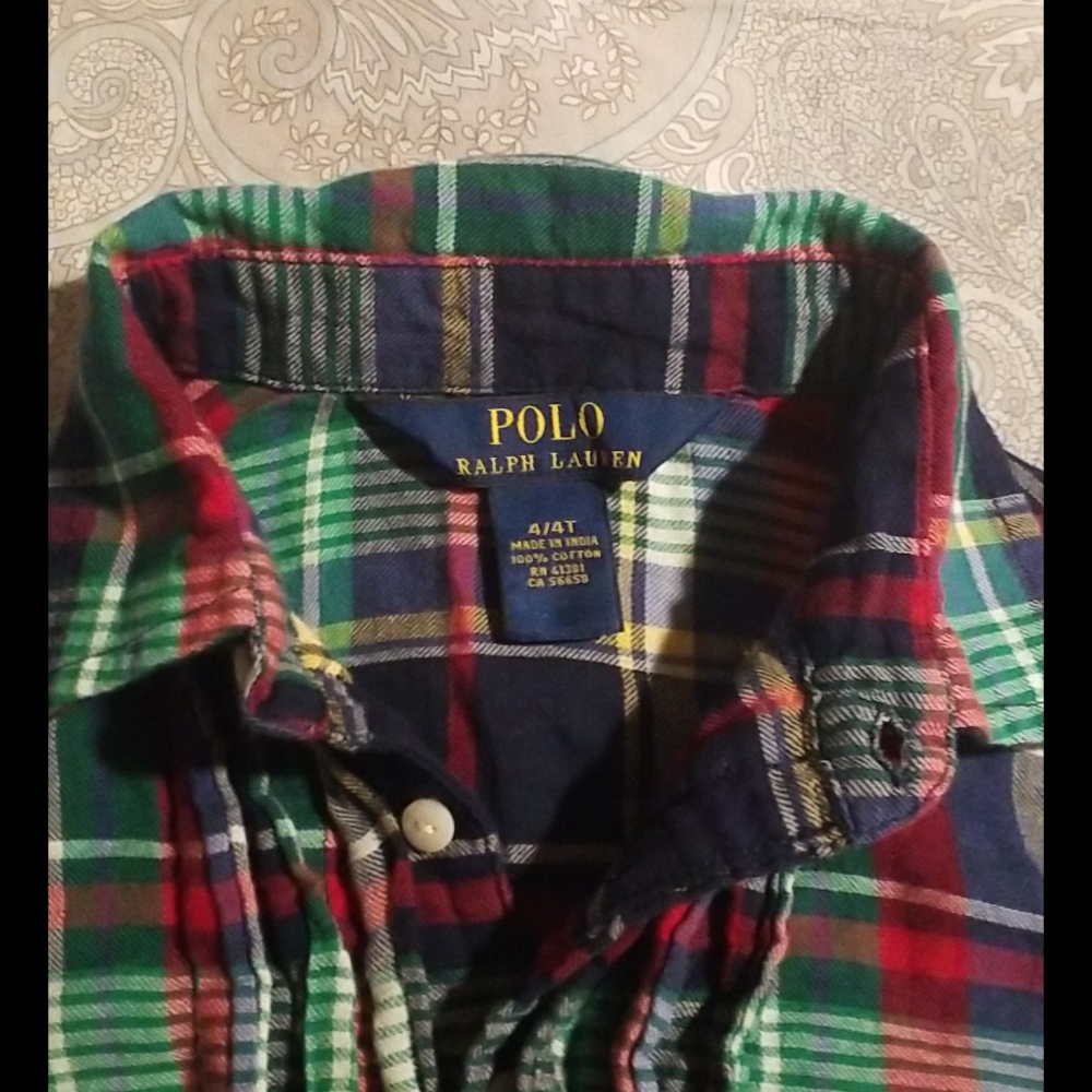 TODDLER GIRL POLO RALPH LAUREN PLAID TOP 4T - Picture 3 of 4